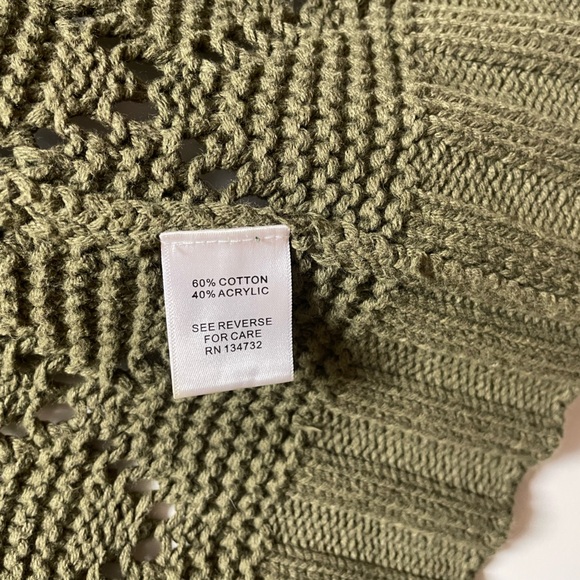 Allie & Rob Sz Small Olive Army Green Open Front Sleeveless Cardigan Vest Y2K - Picture 6 of 7